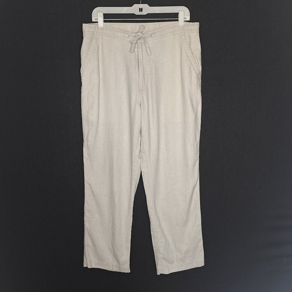 💙 Cubavera Casual Linen Blend Elastic Waist Pants Size L/XL Preppy Comfy Flowy